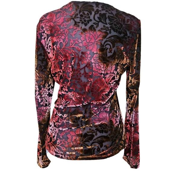 Vtg Susan Lawrence Y2K Top Sz PL Dark Fairy Whimsygoth Velvet Sheer Plum Witchy - Picture 4 of 6